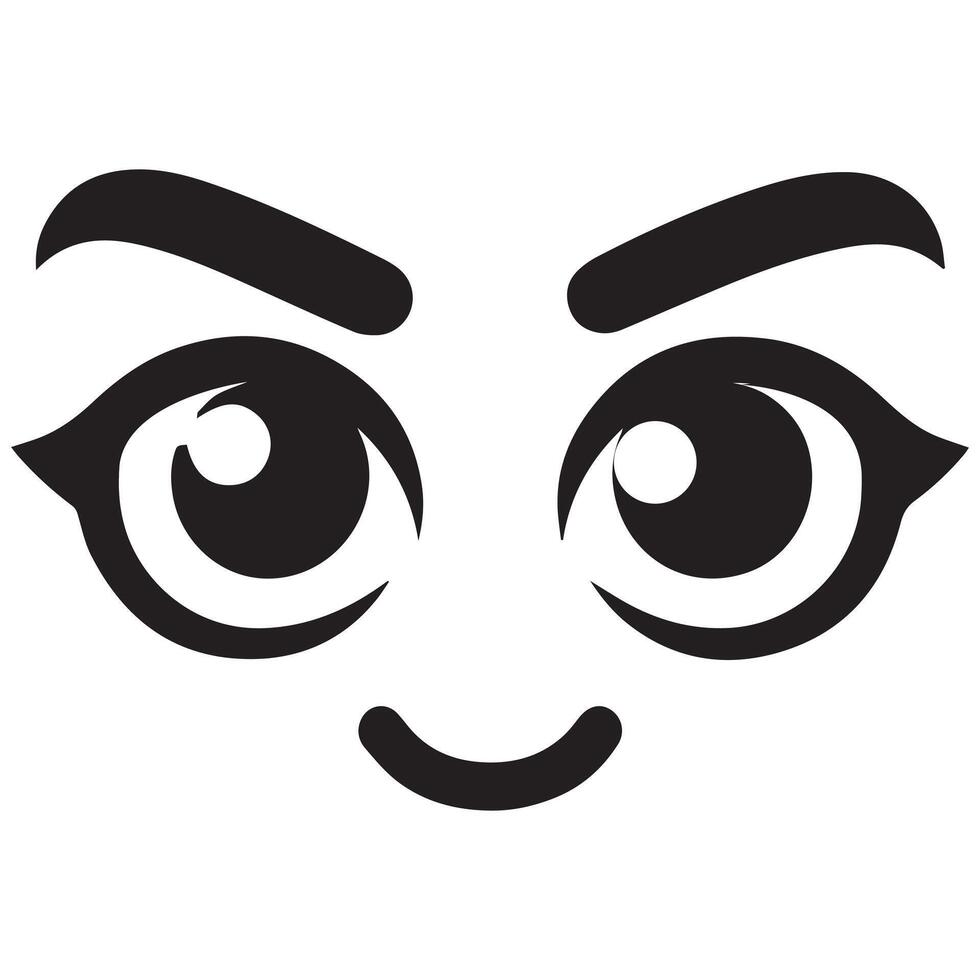 Eyes with a playful cheeky expression and a wink illustration in black and white vector