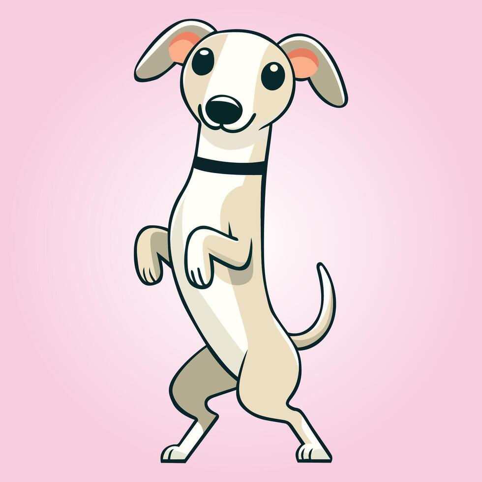 Whippet dog stands on hind legs illustration vector