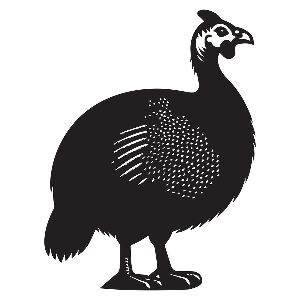 Guineafowl illustration in black and white vector
