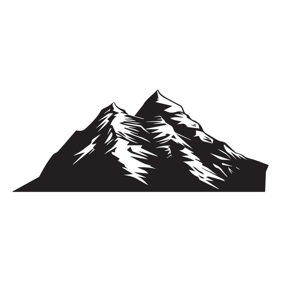 A Mountain illustration in black and white vector