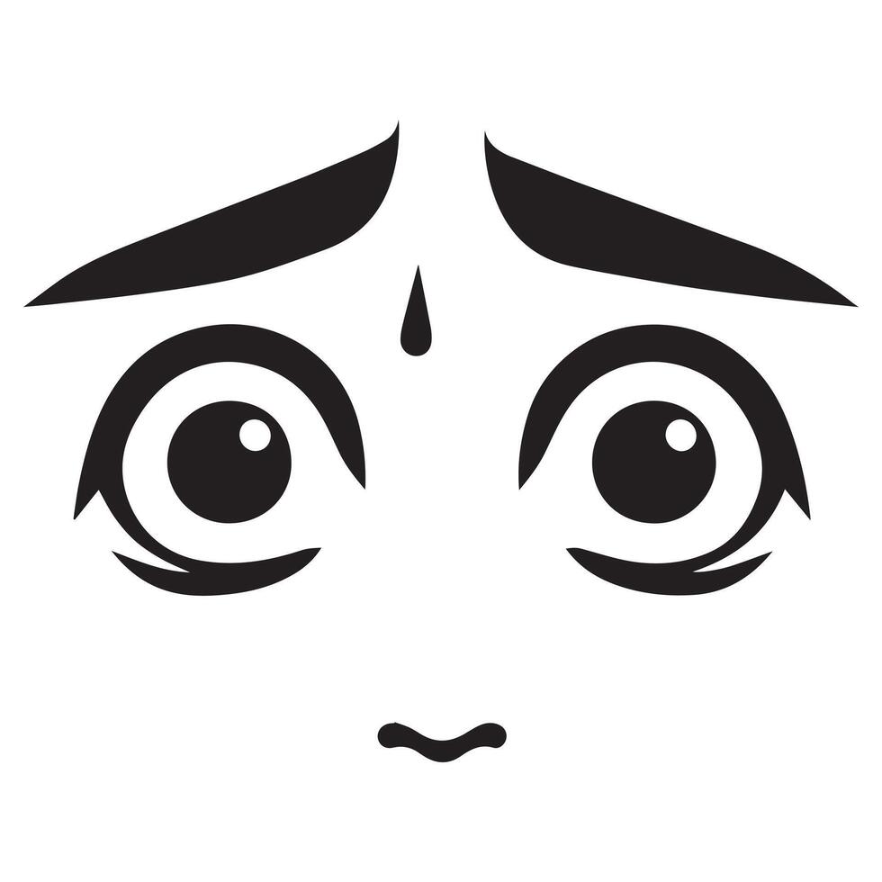 Eyes with a worried anxious look and raised eyebrow illustration vector