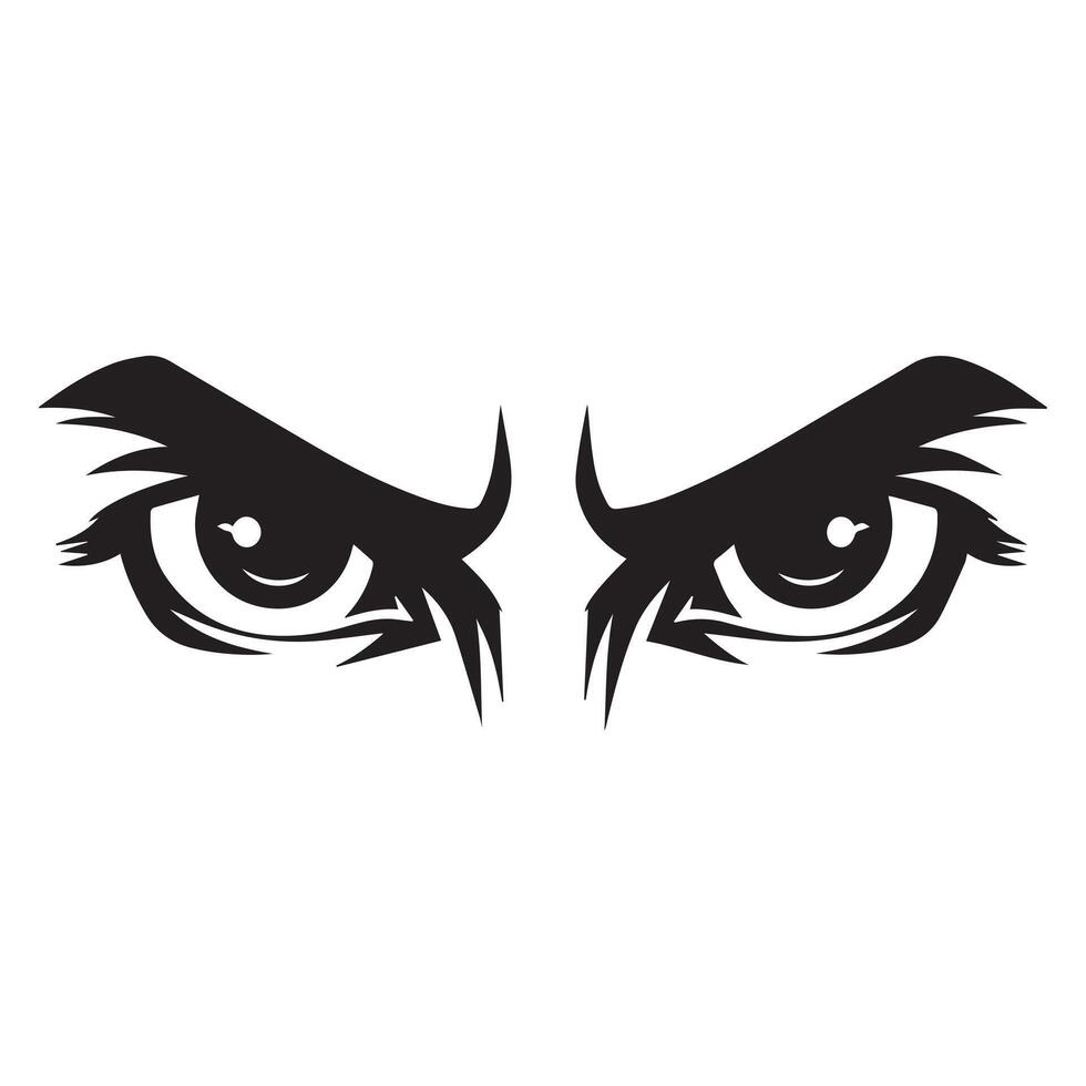 With a focused fixed expression and narrowed pupils illustration vector