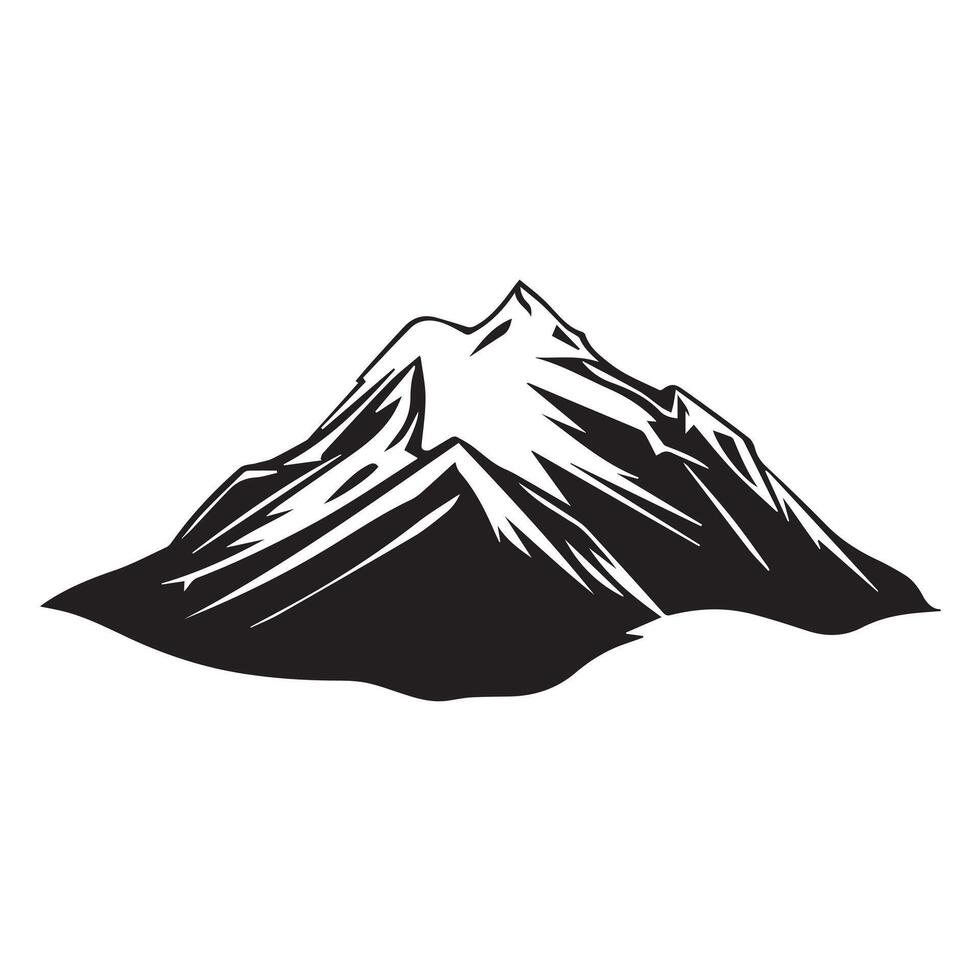 A Mountain illustration in black and white vector
