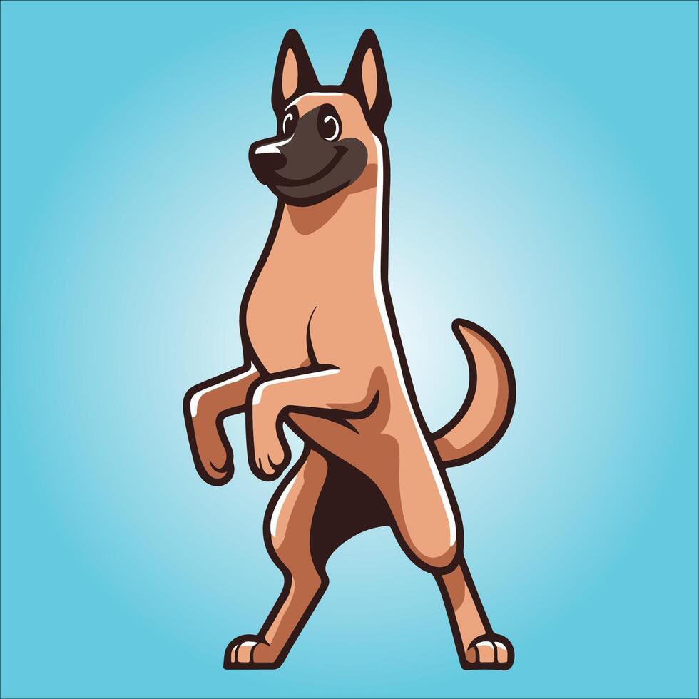 Belgian Shepherd dog stands on hind legs illustration vector