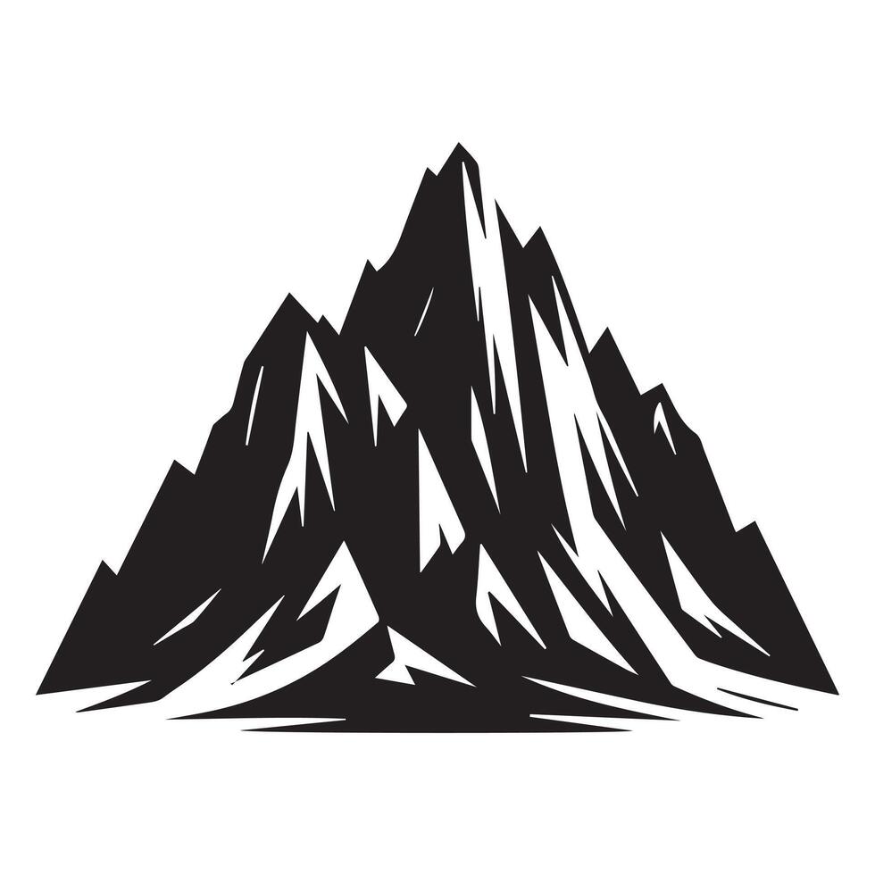 Sharp edged mountain illustration in black and white vector