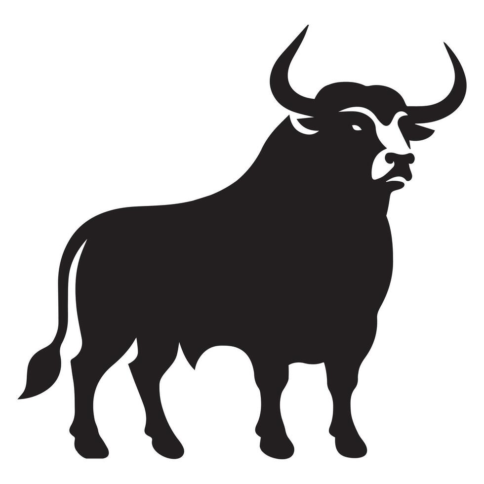 Bull illustration in black and white vector