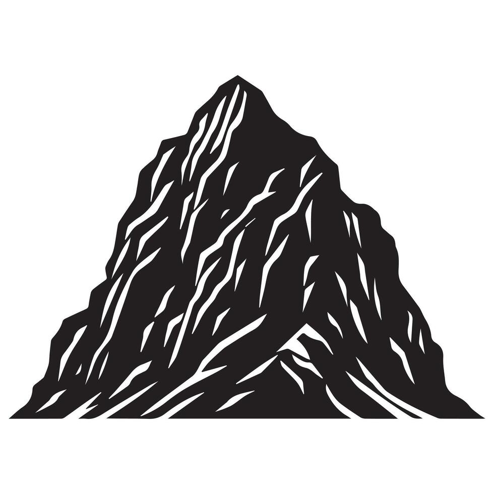 a Rocky mountain illustration in black and white vector
