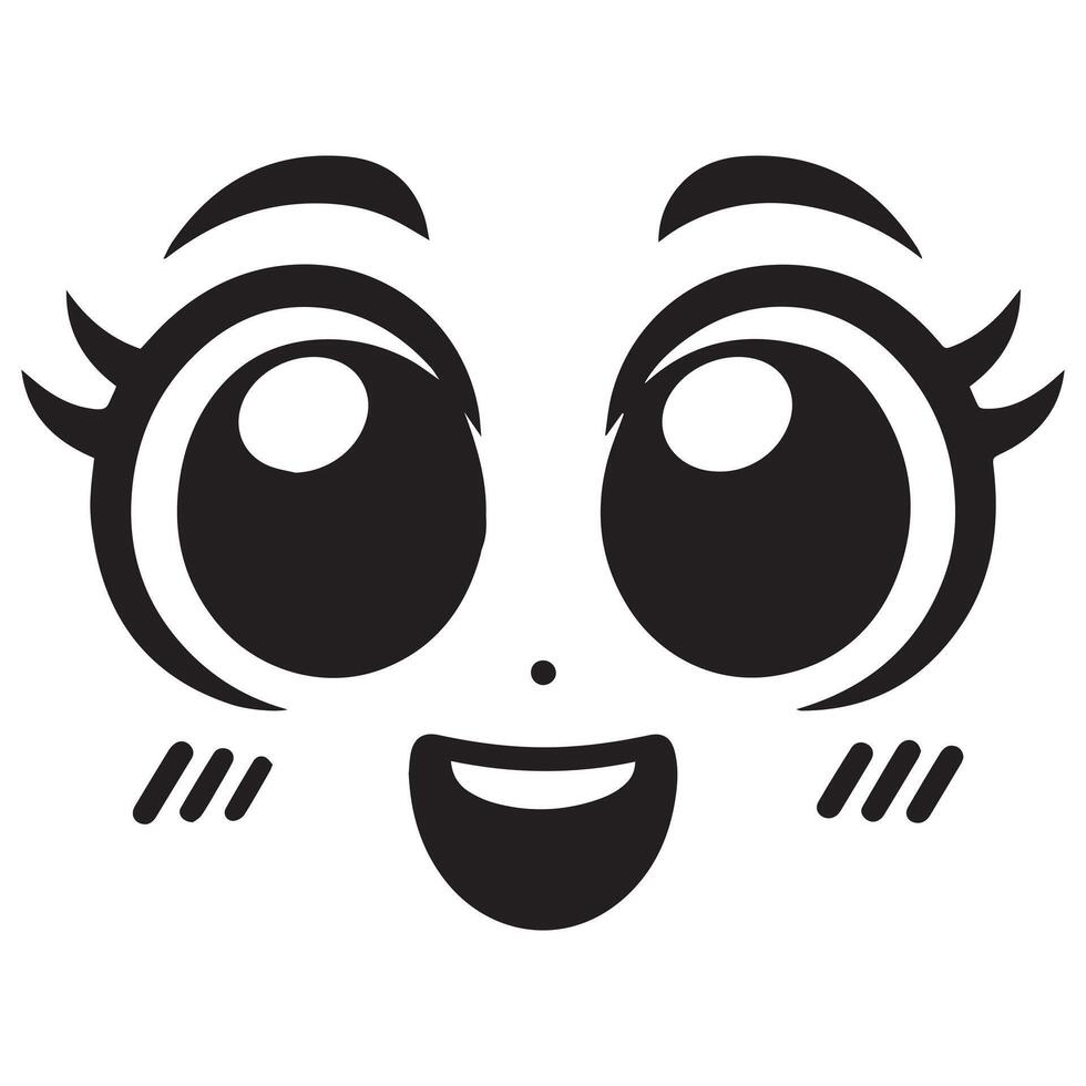 Eyes with a joyful wide open expression illustration in black and white vector