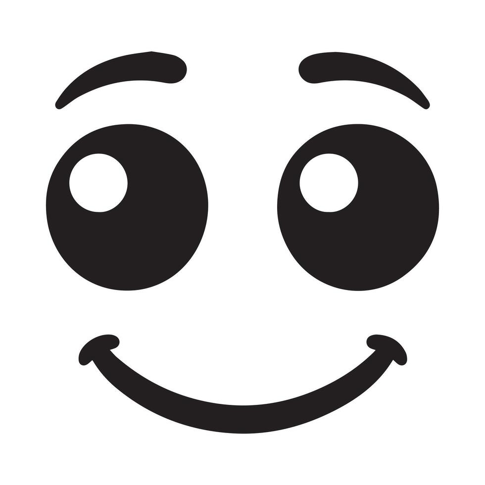 Eyes with a happy face illustration in black and white vector