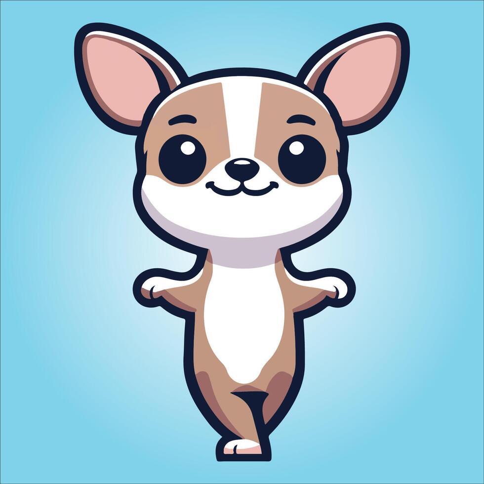 Chihuahua dog stands on hind legs illustration vector