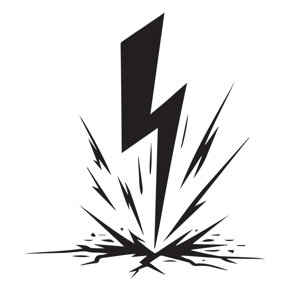illustration of a thunderbolt with a cracked ground vector