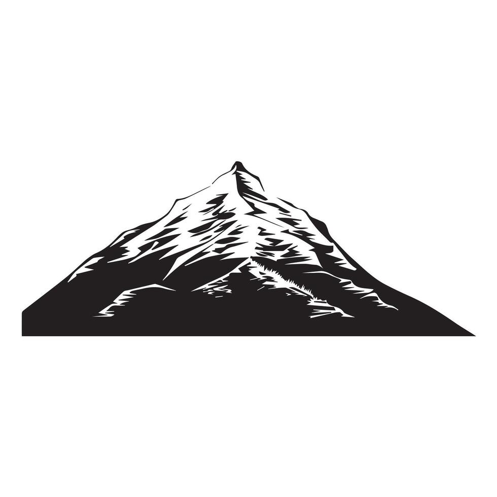 A Mountain illustration in black and white vector
