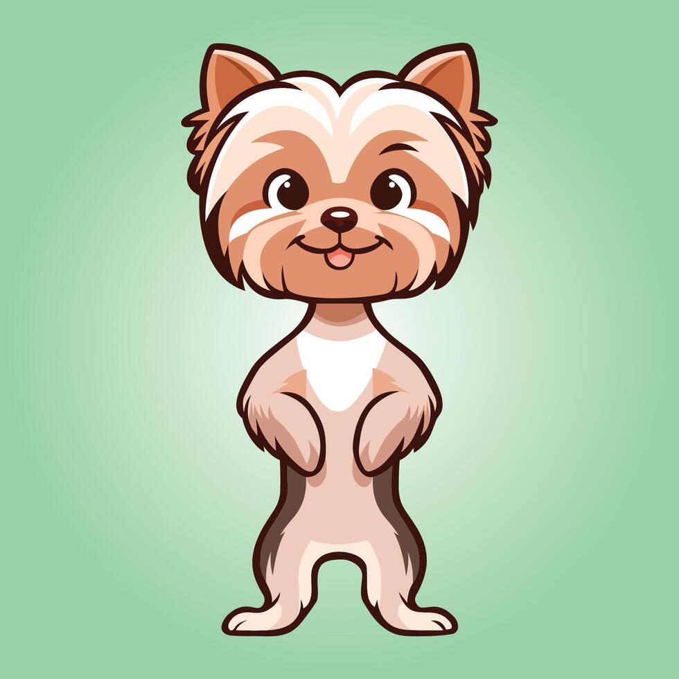 Yorkshire Terrier dog stands on hind legs illustration vector