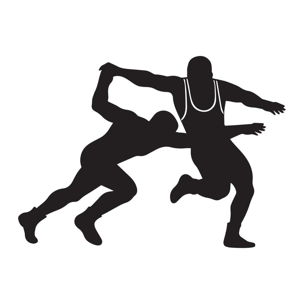 a Wrestler striking the opponent illustration in black and white vector