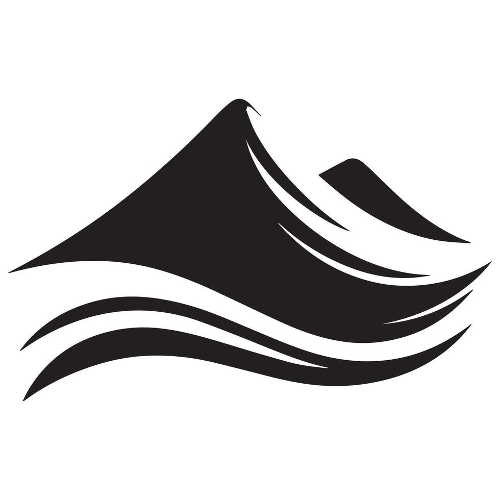 Smooth sloped mountain illustration in black and white vector
