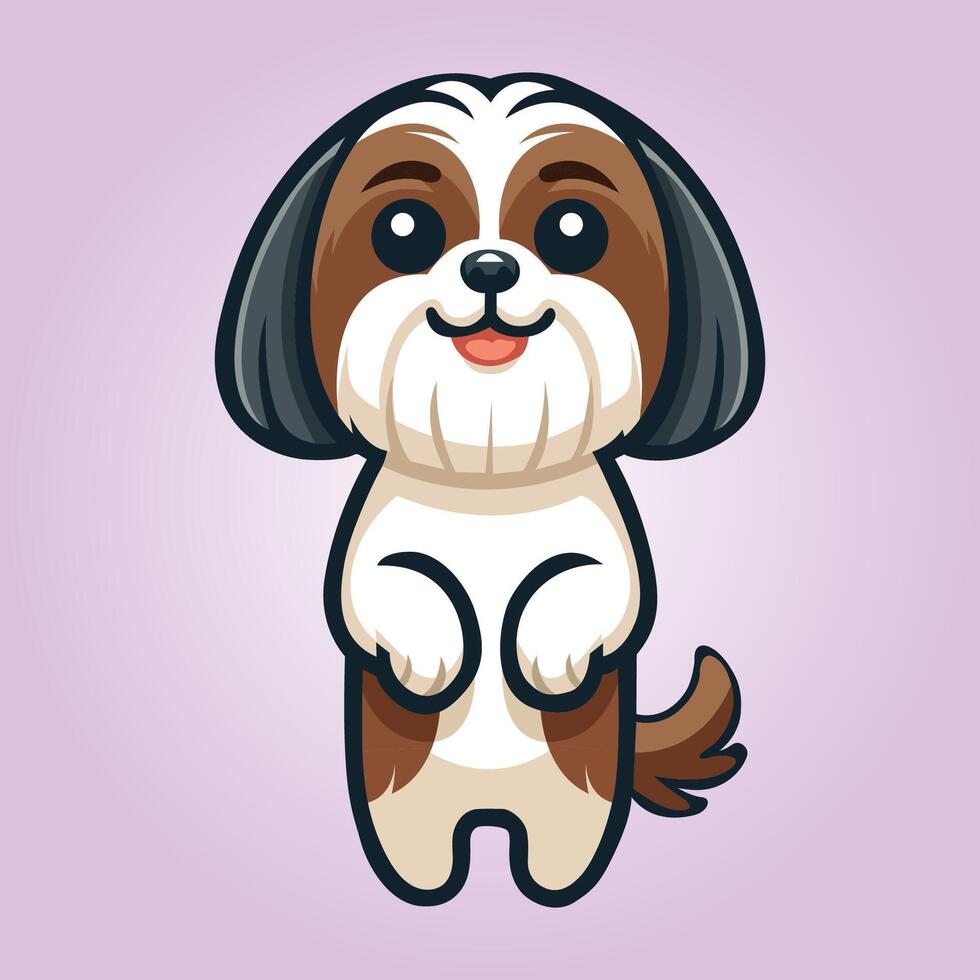 Shih Tzu dog stands on hind legs illustration vector