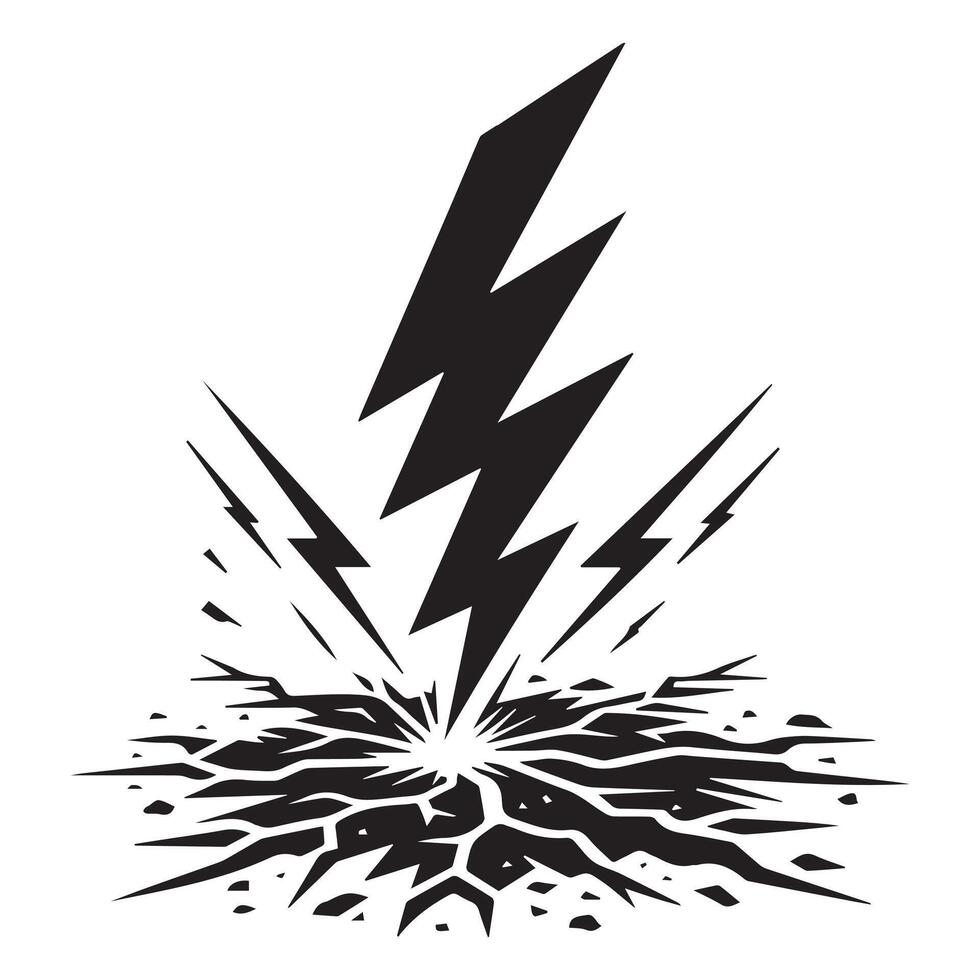 illustration of a thunderbolt with a cracked ground vector