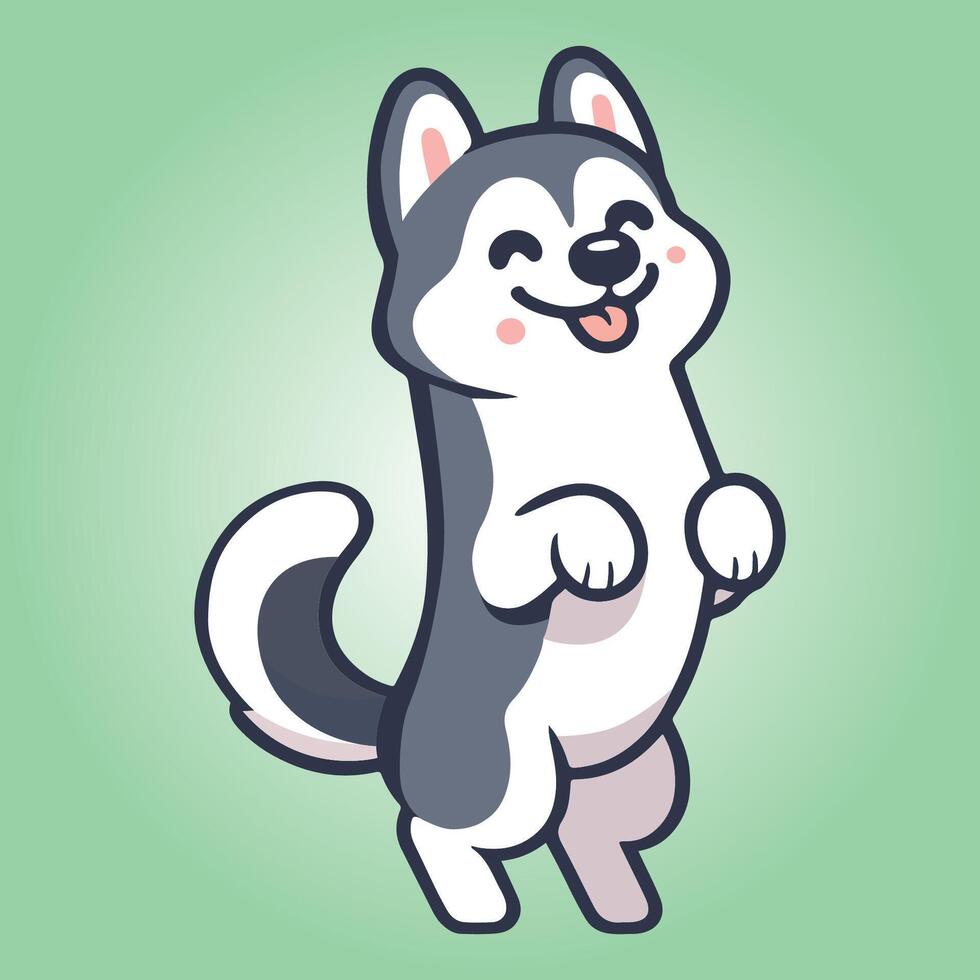 Siberian Husky dog stands on hind legs illustration vector