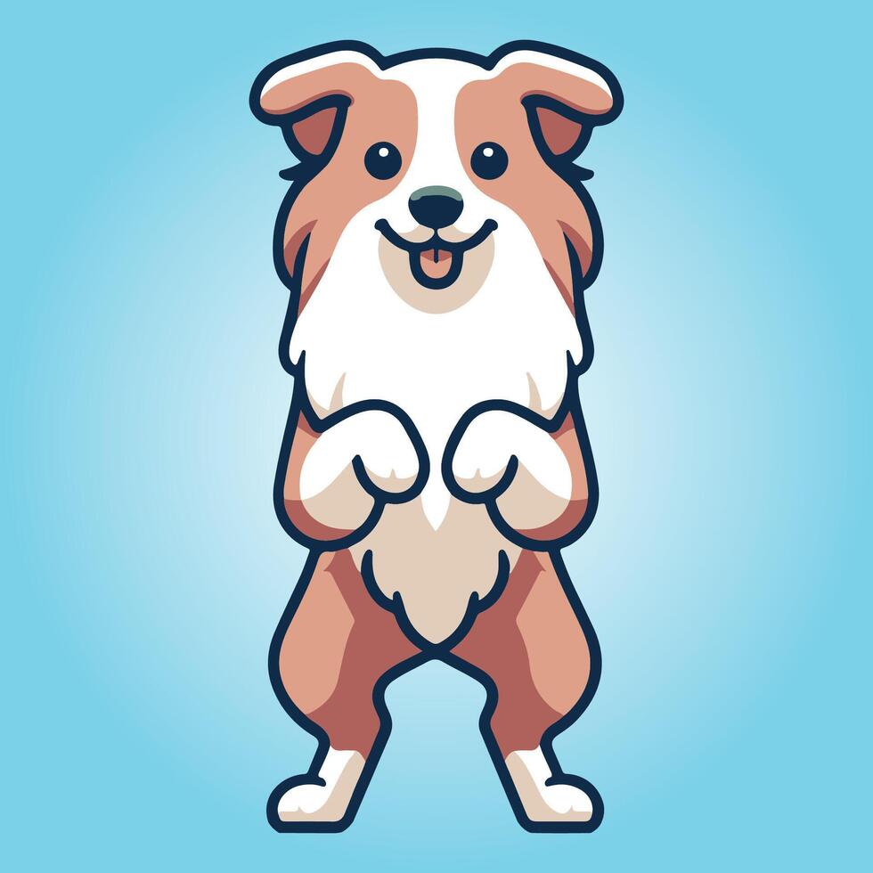Australian Shepherd dog stands on hind legs illustration vector