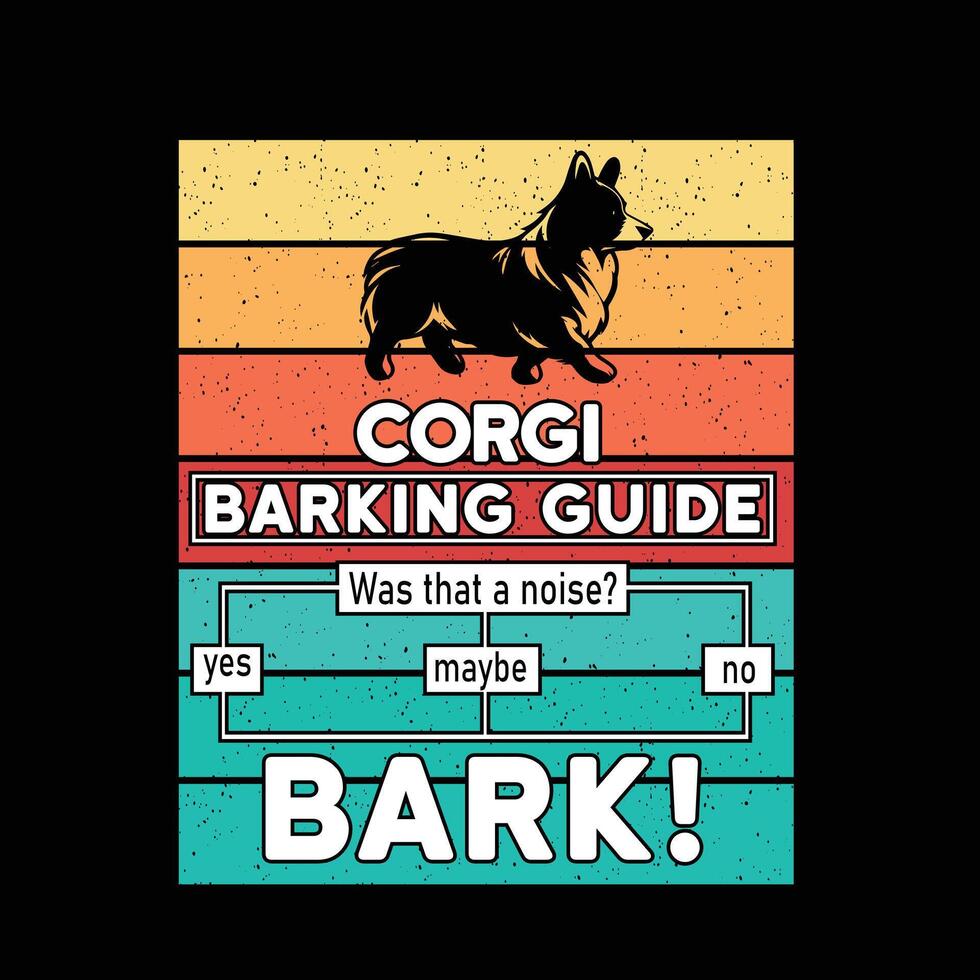 Corgi Barking Guide Retro T-Shirt Design vector