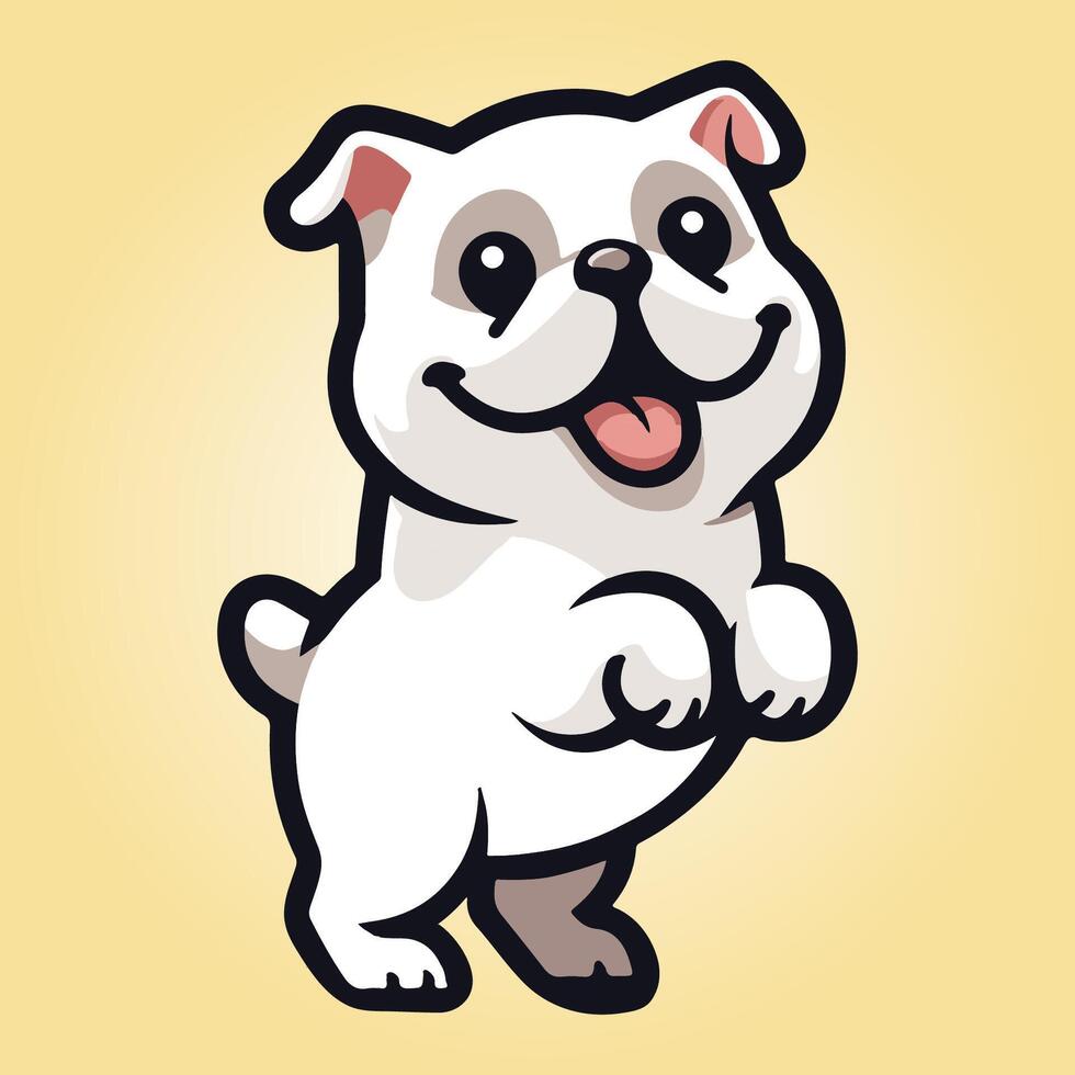 Bulldog dog stands on hind legs illustration vector