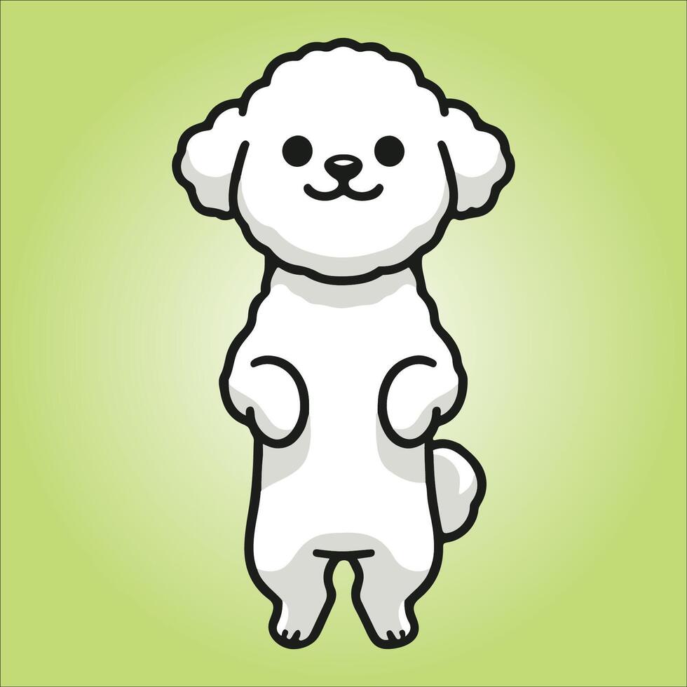 Bichon Frise dog stands on hind legs illustration vector