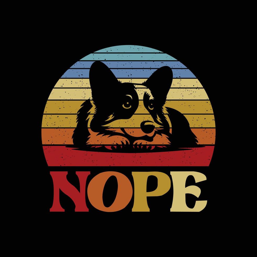 Nope Corgi Dog Retro T-Shirt Design vector