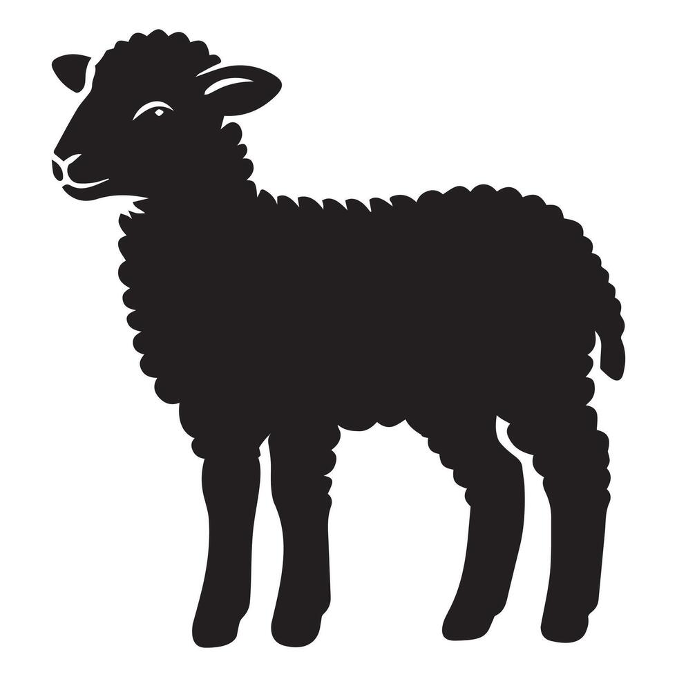 Lamb sheep illustration in black and white vector