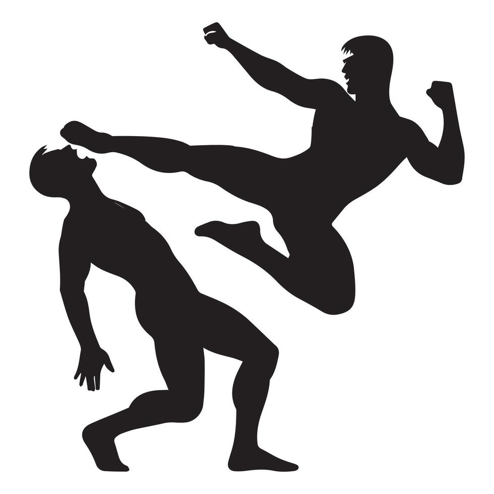 a Wrestler delivering a superkick illustration silhouette vector