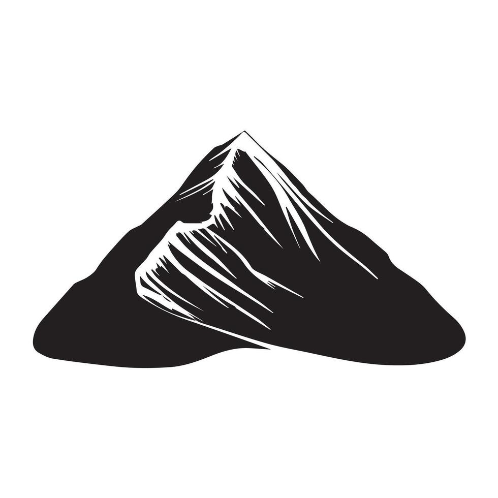 A Mountain illustration in black and white vector