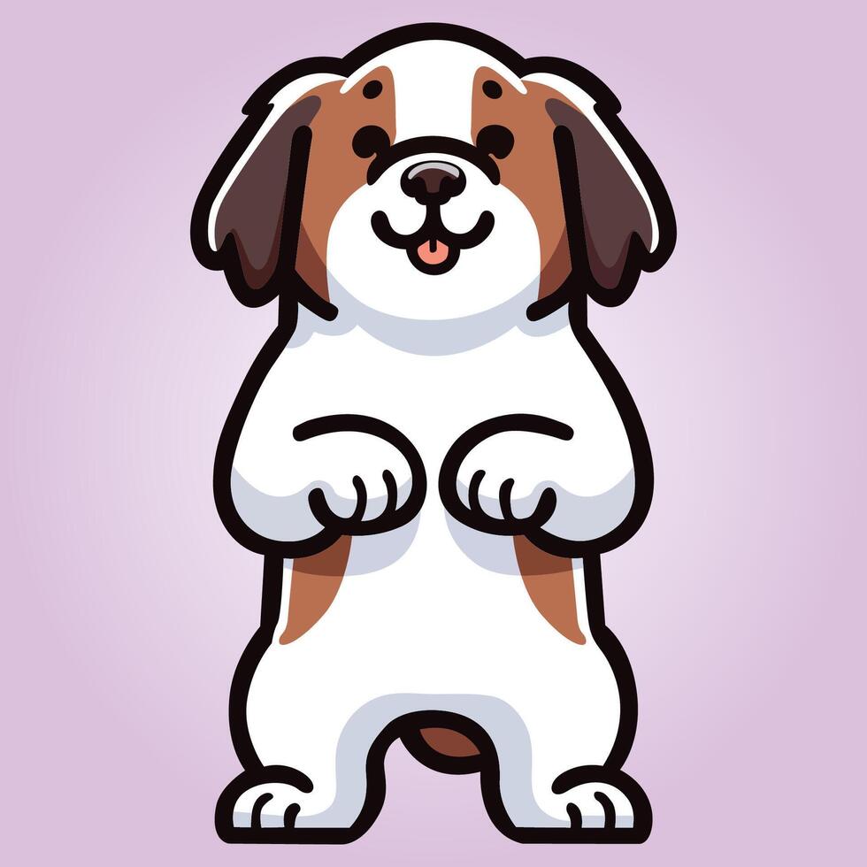 Saint Bernard dog stands on hind legs illustration vector