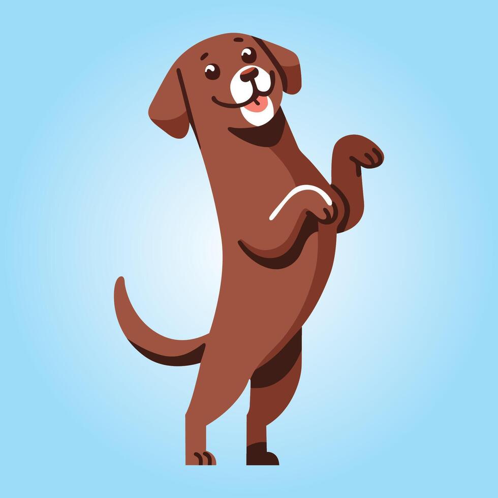 Chesapeake Bay Retriever Dog stands on hind legs illustration vector