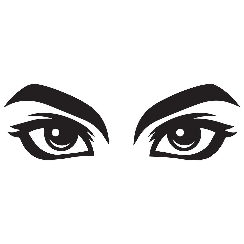 Eyes with a confident bold look illustration in black and white vector