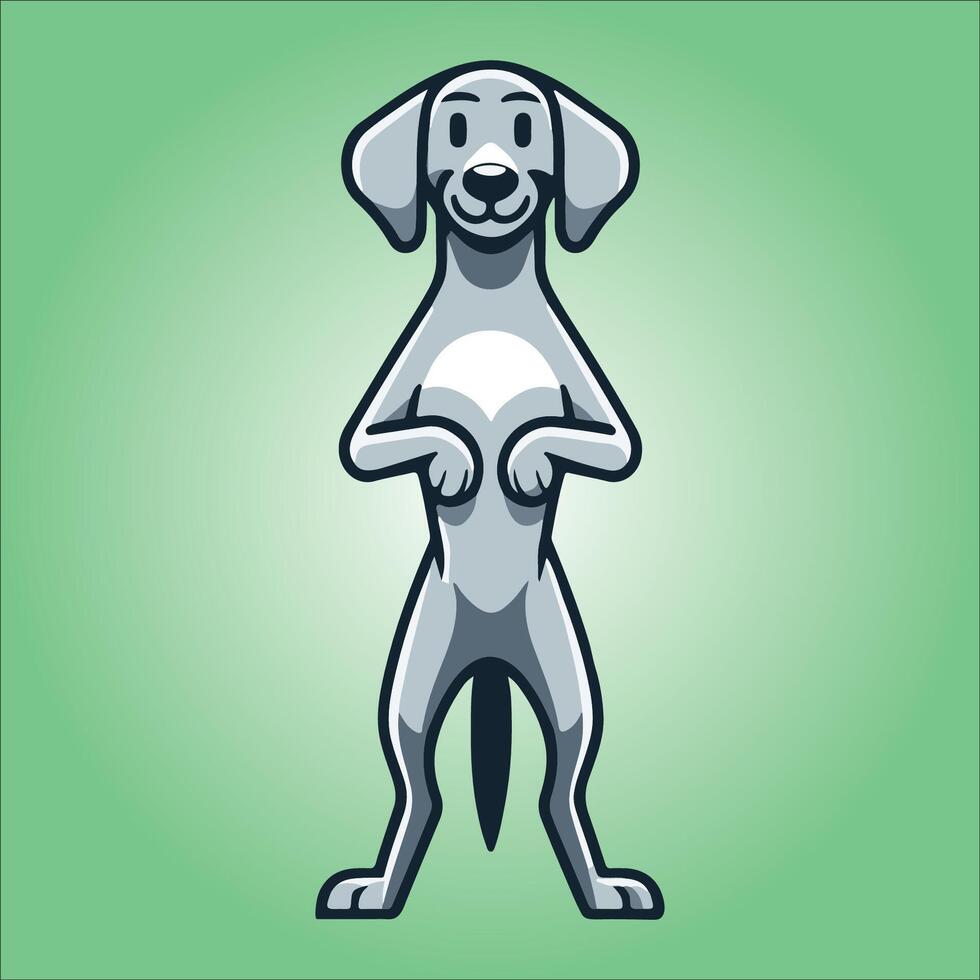 Weimaraner dog stands on hind legs illustration vector