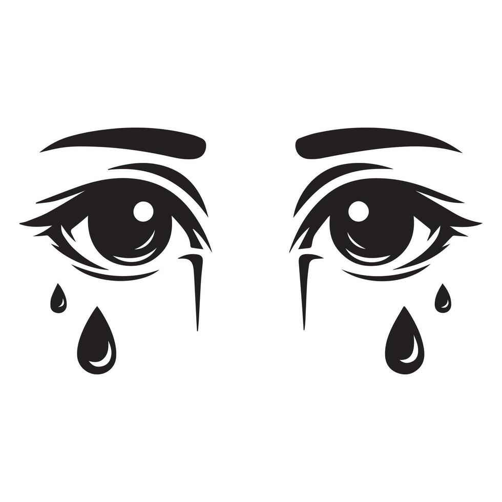 Tears are rolling down the corners of the eyes illustration vector