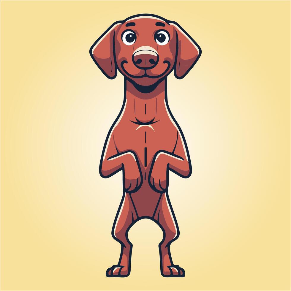 Vizsla dog stands on hind legs illustration vector