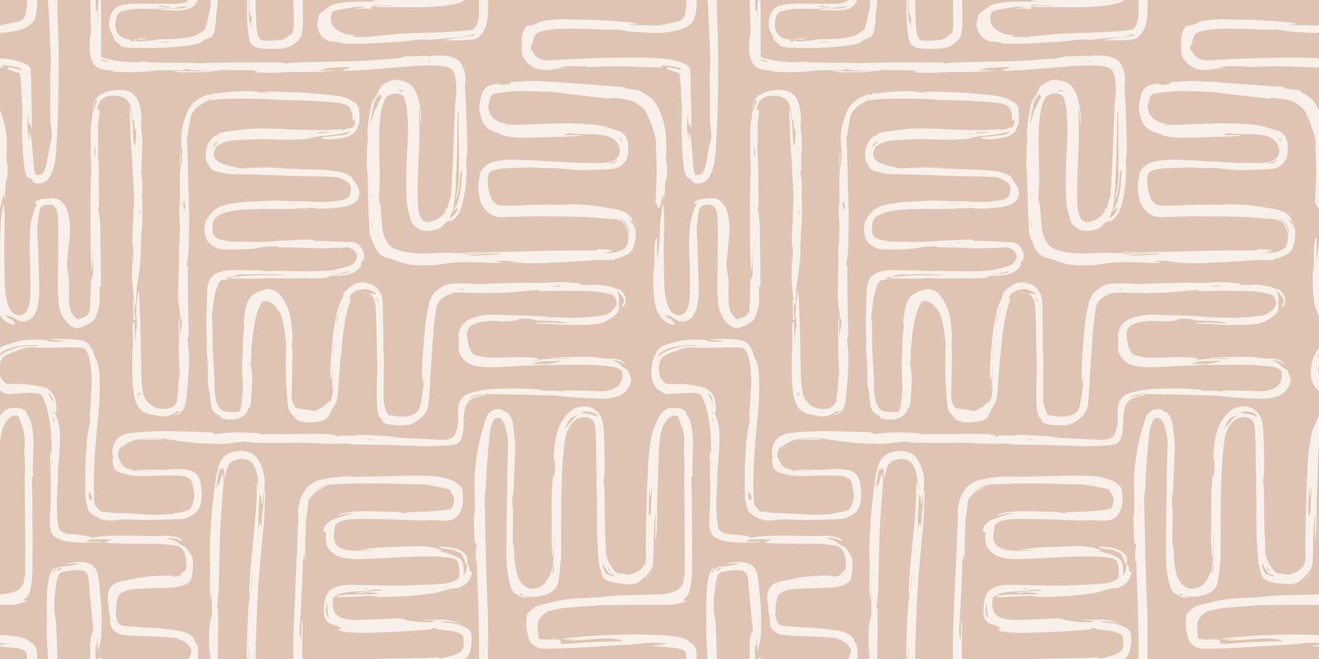 Trendy aesthetic abstract seamless pattern with geometric print. Minimalistic Organic brush stroke, ink texture. Simple design for wallpaper, textile, wrapping, packing, fabric, branding, decoration vector