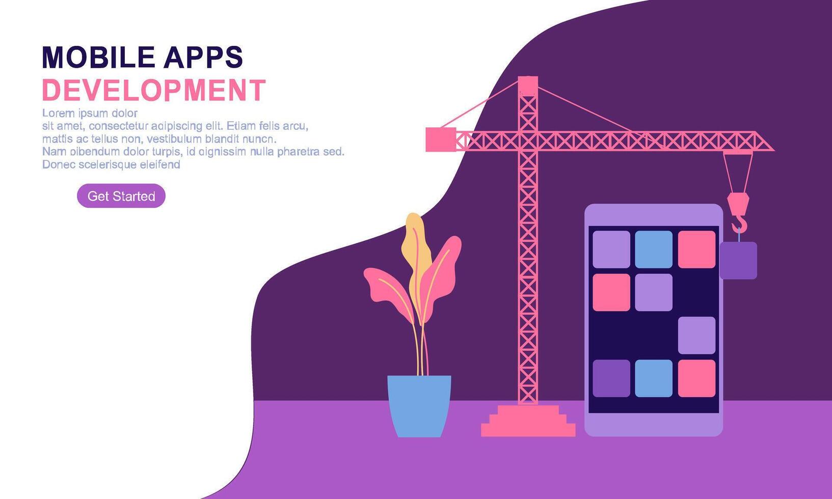 Landing page template for mobile app development vector