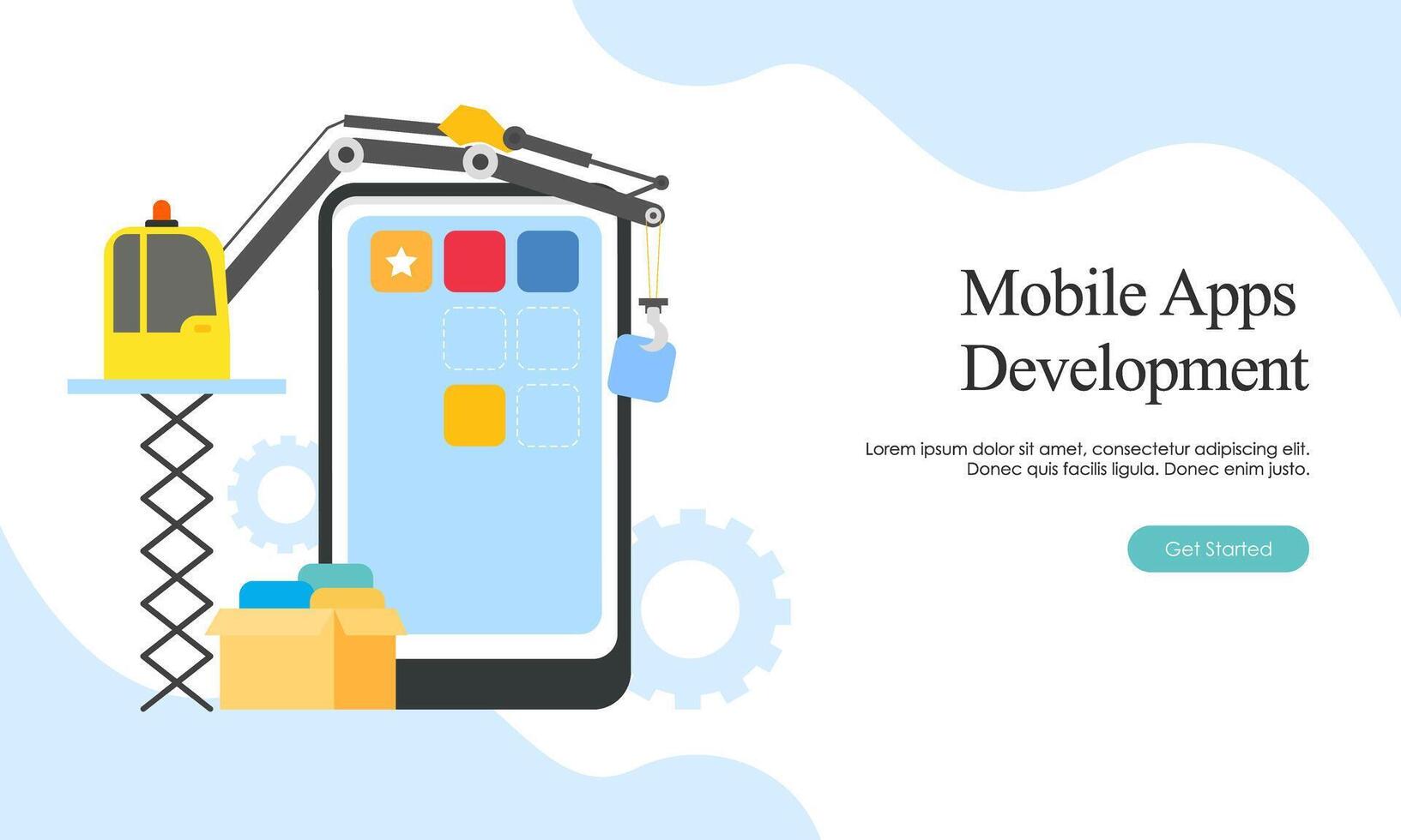 Landing page template for mobile app development vector