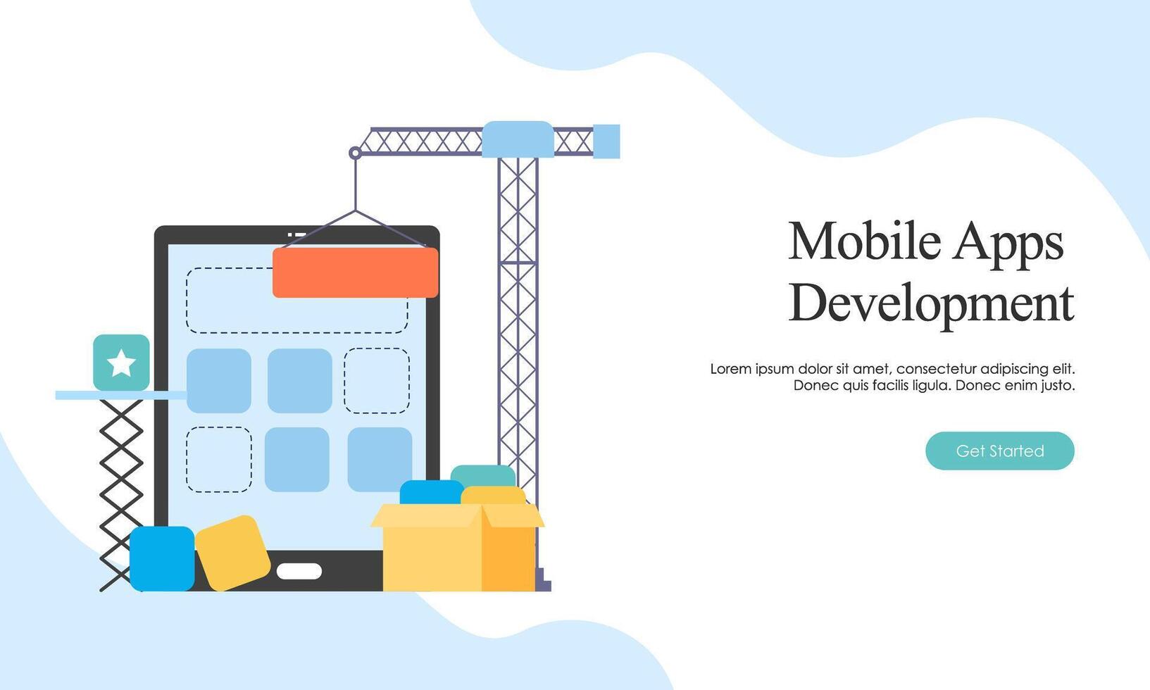 Landing page template for mobile app development vector