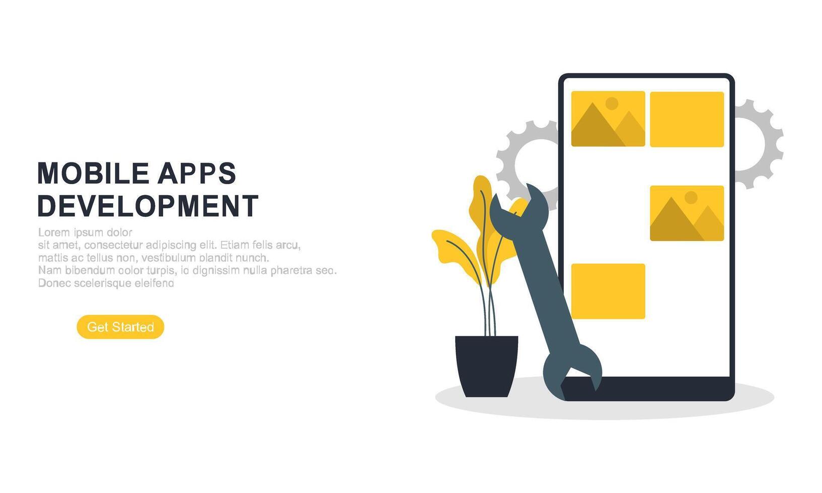 Landing page template for mobile app development vector