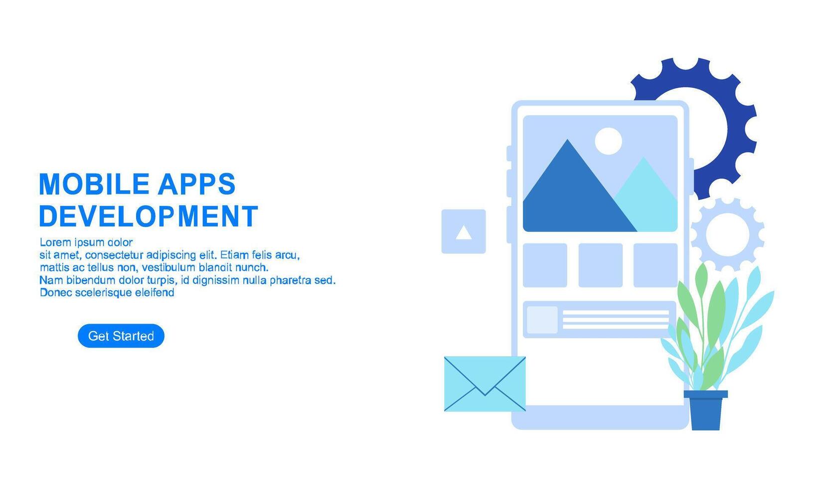 Landing page template for mobile app development vector