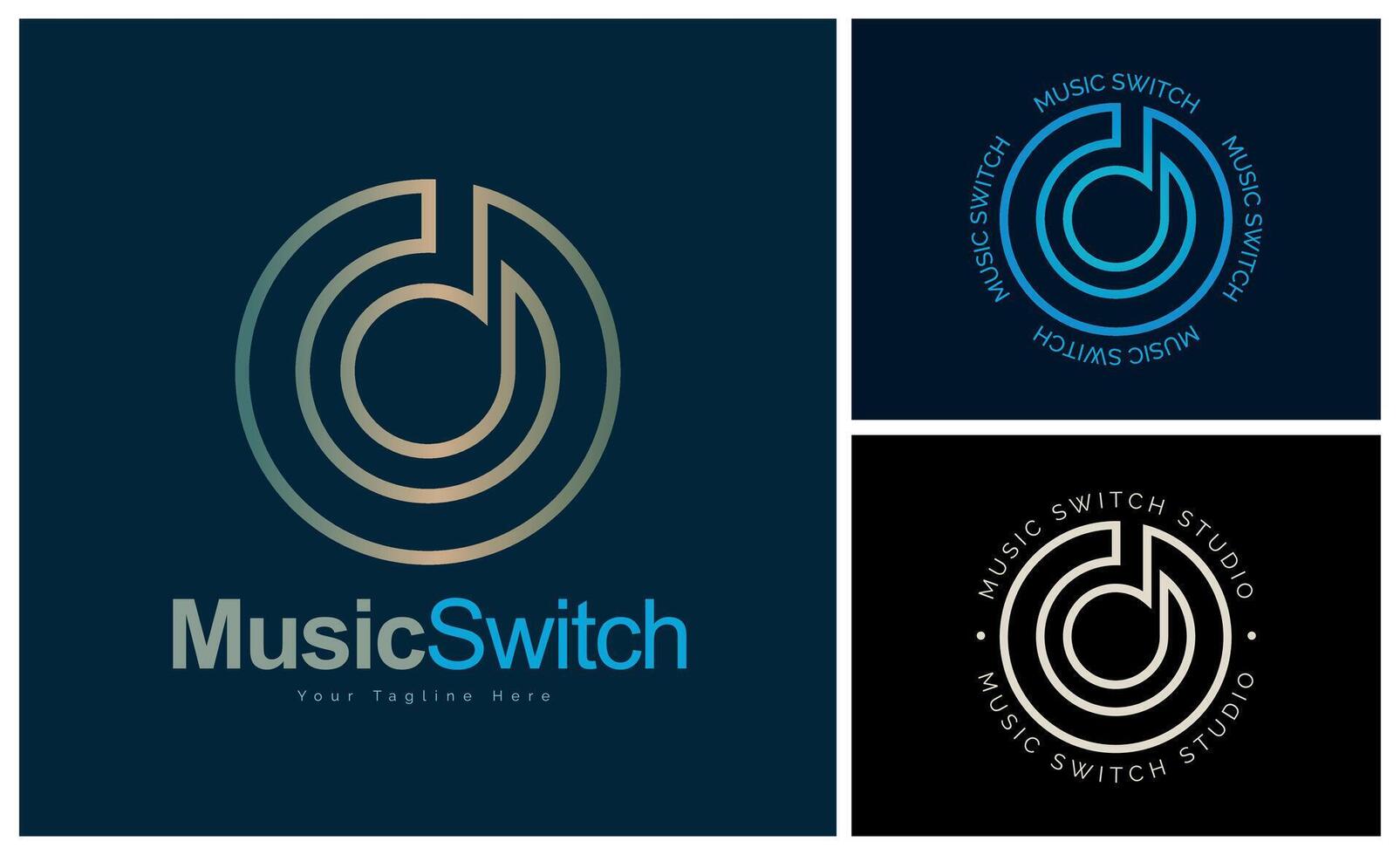 music switch button logo design template for brand or company and other vector