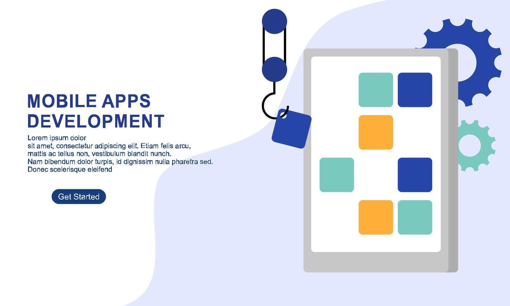 Landing page template for mobile app development vector