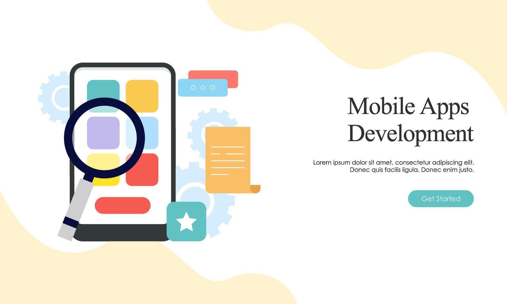 Landing page template for mobile app development vector