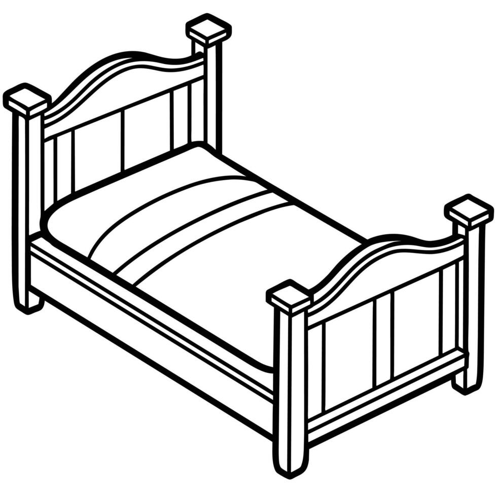line illustration of furniture product, bed vector