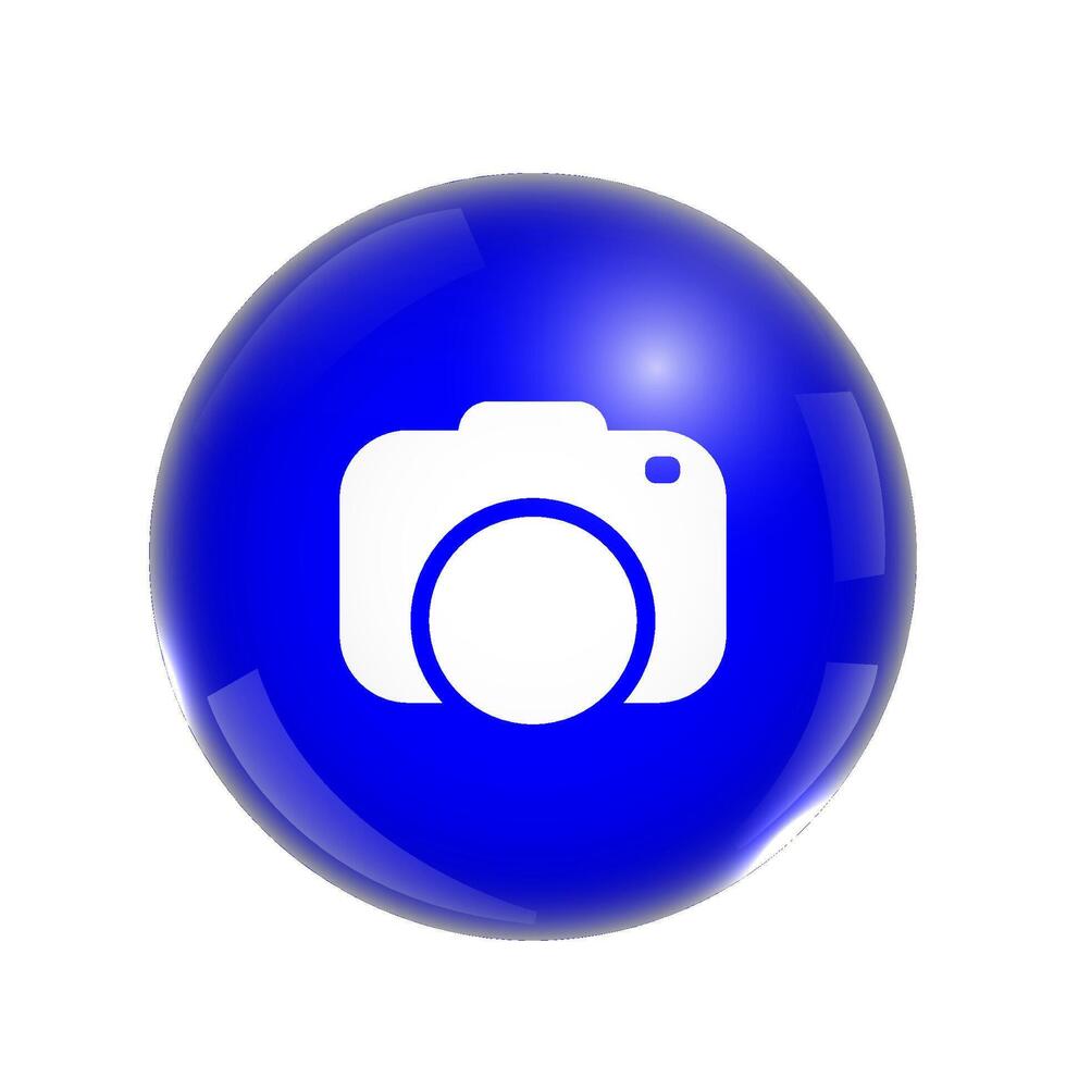 3d bubble with camera icon. photo competition illustration concept vector