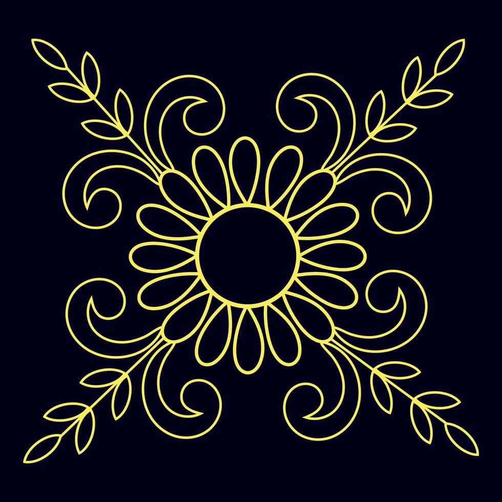 Hand drawn flat design flower outline vector