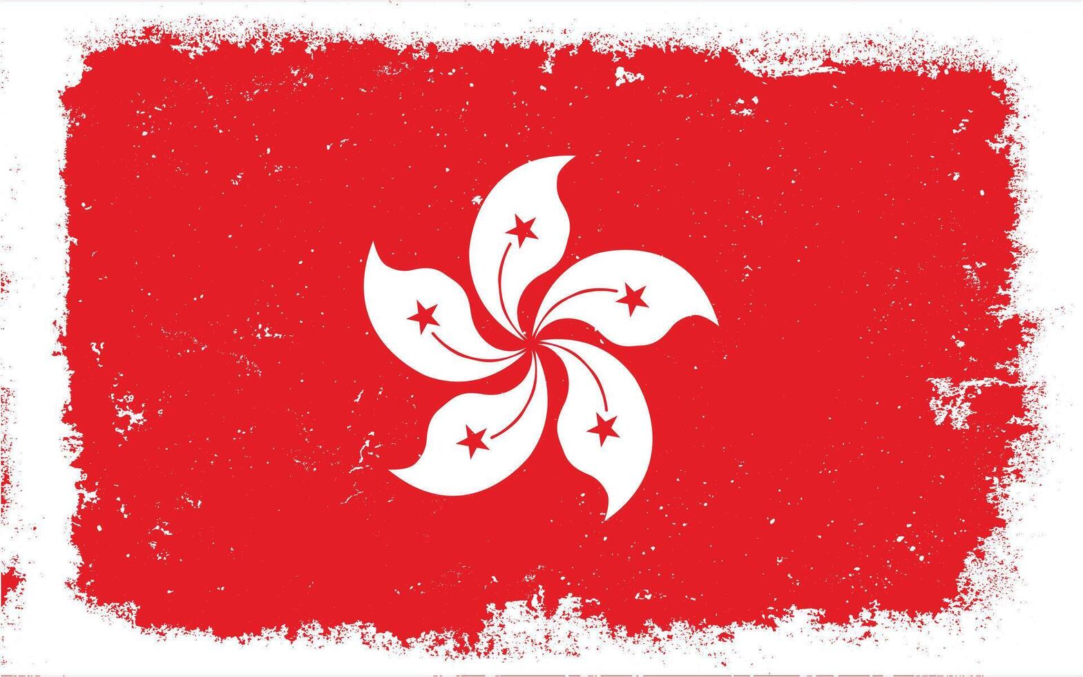 Vintage flat design grunge Hongkong flag background vector