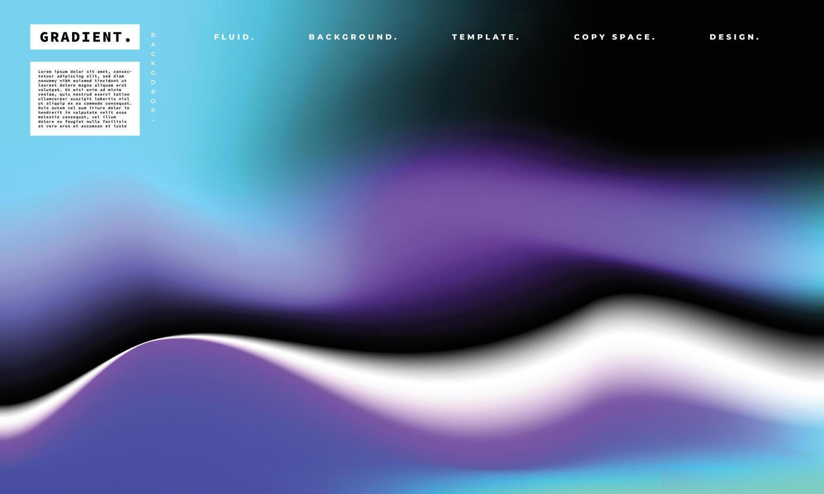 Abstract fluid blurred gradient background. Blue, purple, white, and black wavy color gradation backdrop. Vibrant liquid graphic element. For poster, banner, cover, catalog, leaflet, or flyer. vector